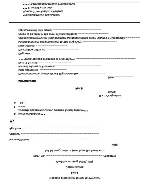 a. Proposed physician prescription format with some additional