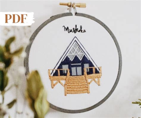 A Frame Cabin Embroidery Pattern Hand Embroidery Pdf Pattern Etsy