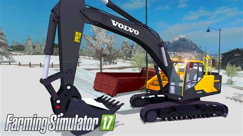 Farming Simulator 2017 Volvo Ec300e Excavator Digging Snow Youtube