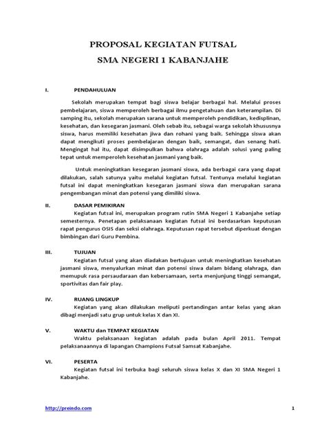 Contoh Proposal Kegiatan Futsal Pdf Pdf