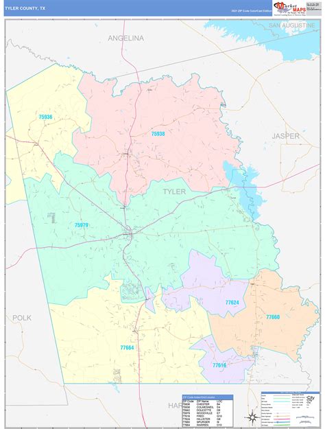 Tyler County Tx Wall Map Color Cast Style By Marketmaps