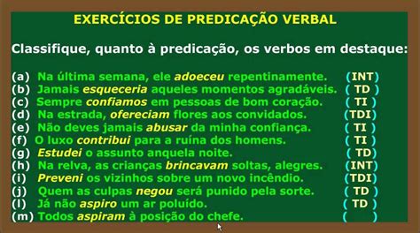 Exercicios Resolvidos De Verbos Transitivos E Intransitivos Educa