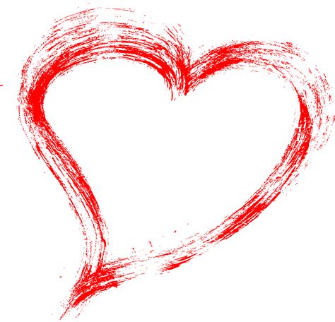 10 Red Grunge Brush Stroke Heart Png Transparent