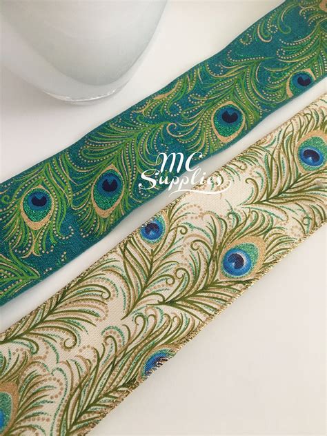 This Is A 25 Inch Wide Glistening Peacock Wired Ribbon The Ribbon