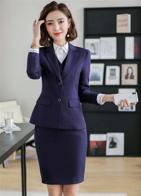 2019 Formal Elegant Womens Blazers Work Skirt Suits Office Ladies