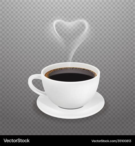 Realistic Coffee Cup Hot Heart Steam White Vector Image