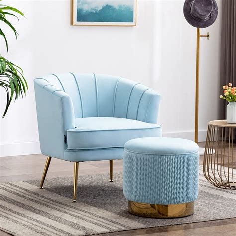Light Blue Chair With Storage Ottoman Luxury Glam Furniture Ideas For
