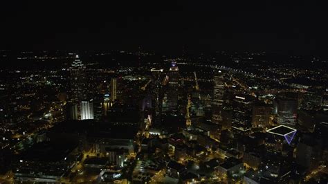 5k Stock Footage Aerial Video Approaching Downtown Atlanta From Midtown