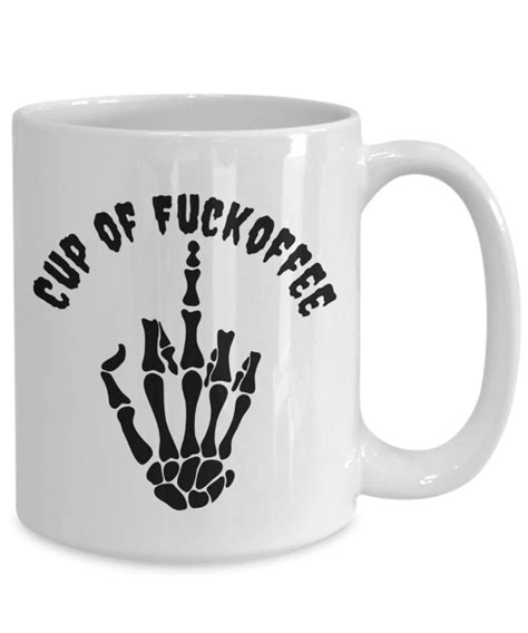 Cup Of Fuckoffee Middle Finger Skeleton Hand Mug Funny Halloween Coffee