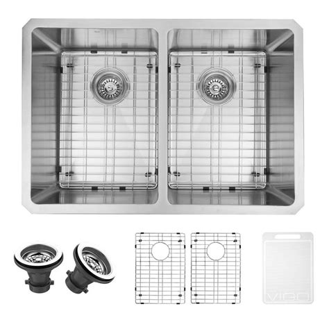 Shop kitchen sinks by material. VIGO 16-Gauge Double-Basin Undermount Stainless Steel ...