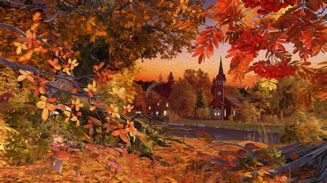 Autumn Oil On Canvas 4k Ultra Hd Wallpaper Background Image 3840x2160