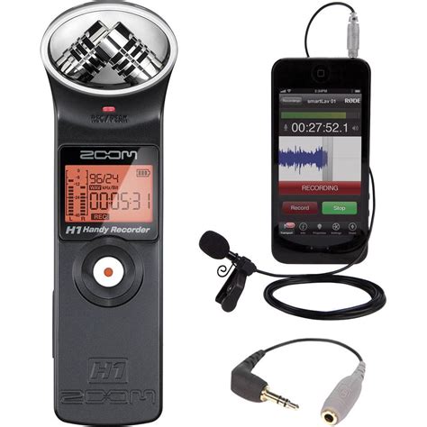 Zoom H1 Ultra Portable Recorder Black And Rode Smartlav Condenser Mic