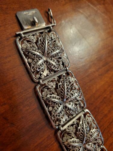 Alice Caviness Sterling Silver Bracelet Filigree Panel Link Germany