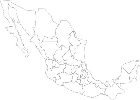 Mapa De México Con Nombres Y División Política Por Estados