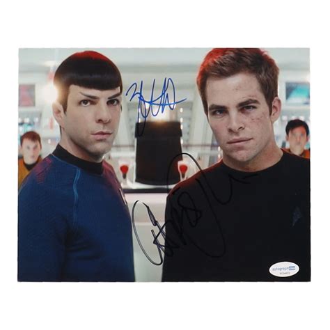 Chris Pine And Zachary Quinto Signed Star Trek 8x10 Photo Acoa Pristine Auction