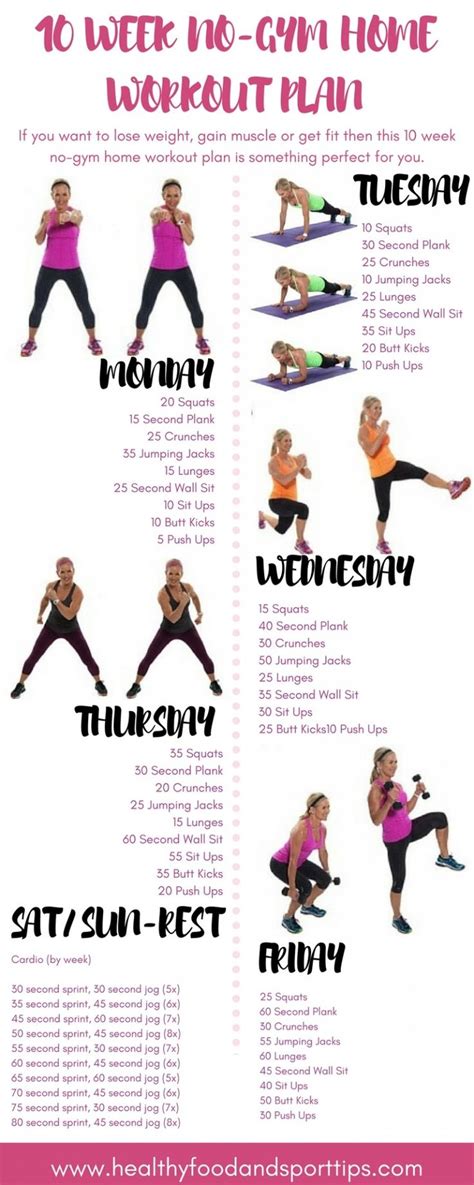 1o week no gym workout home plan. 10 WEEK NO-GYM HOME WORKOUT PLAN | Exercice à la maison ...