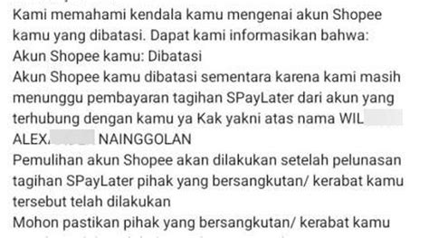 Akun Shopee Dibatasi Karena SPayLater Saya Tersambung Dengan Akun Orang