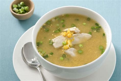 Serve the delicious sweet corn chicken soup with green onions. Chicken and sweet corn soup