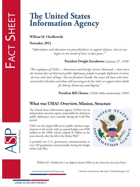 Fact Sheet The United States Information Agency Public Diplomacy