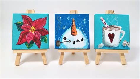 3 Mini Canvas Ornaments Beginner Acrylic Painting Project Youtube