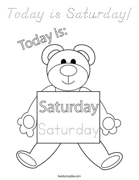 Today Is Saturday Coloring Page Dnealian Twisty Noodle