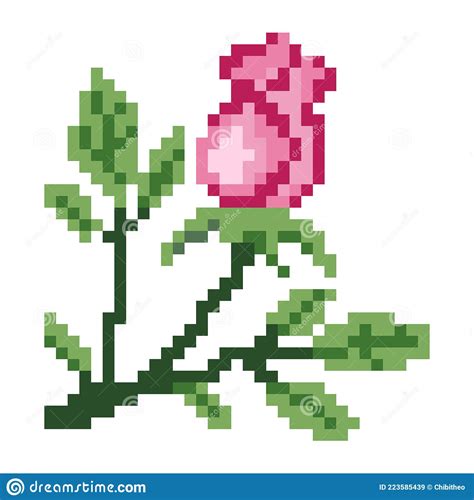 Rose Pattern Pixel Rose Flower Image Vector Illustration Of Pixel Art