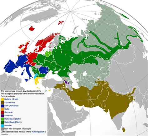 The Approximate Present Day Distribution Of Indo European Languages