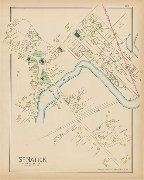 South Natick Massachusetts 1889 Map Replica Or Genuine Etsy