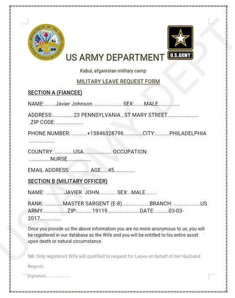 Awasome Us Army Military Leave Form Ideas