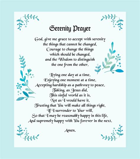 Free Printable Serenity Prayer Long Version Printable Templates
