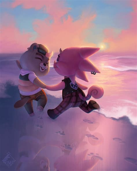 Flick And Cj On The Beach Animal Crossing New Horizons Know Your Meme