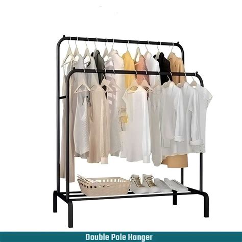 Jual Big Stand Hanger Double Pole Gawang Rak Baju Bahan Besi Portable