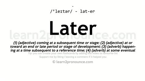 Later Pronunciation And Definition Youtube