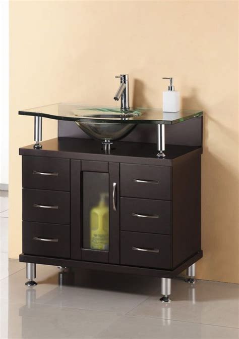 Choose from a wide selection of great styles and finishes. 32 Inch Single Sink Bathroom Vanity in Espresso with Glass ...