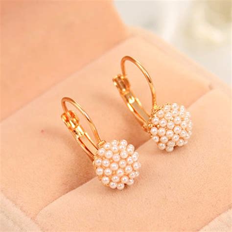Lady Elegant Simulation Pearl Beads Ear Stud Earrings 1 Pair New