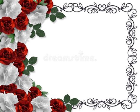 Red Roses Border Wedding Invitation Stock Illustration Illustration