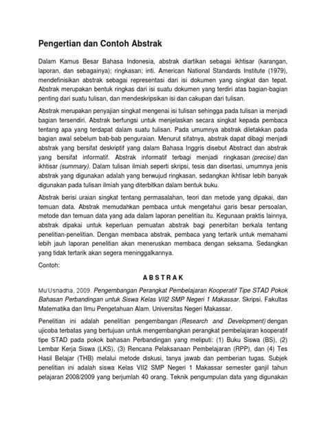 Pengertian Dan Contoh Abstrak Pdf Riset