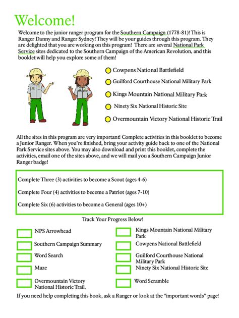 Fillable Online National Junior Ranger Booklets National Park Service
