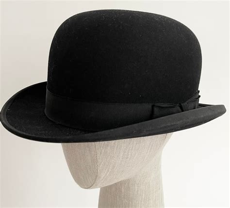 Antique Stetson Bowler Hat Fedora Derby Style Vintage 30s 40s Black