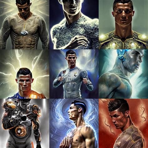 Cristiano Ronaldo Cyborg Recharging Diffuse Lighting Stable Diffusion