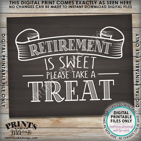 Retirement Is Sweet Please Take A Treat Sign Retirement Party Etsy España