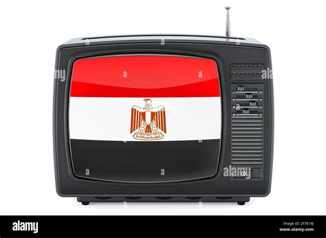 egyptian television concept tv set with flag of egypt 3d rendering isolated on white