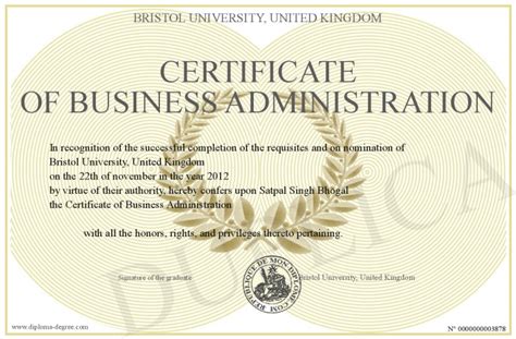 Certificate Business Administration Certificates Templates Free