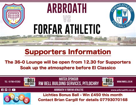 36 0 Lounge Open At 1230 Before El Classico Arbroath Fc