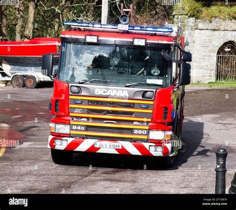 Irish Fire Brigade Scania Truck Driving To Fire Stock Photo Alamy