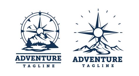 Mountain Compass Logo Design Template Compass Silhouette Logo Clipart