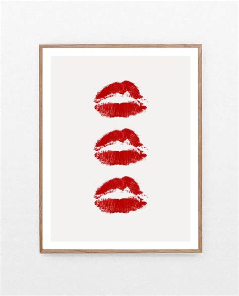 Minimalist Red Lips Print Kiss Print Kiss Art Lips Art Lips