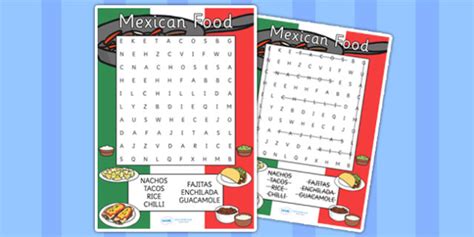Mexican Food Wordsearch Teacher Made