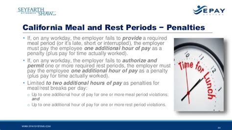 California wage and hour law requires employers to provide lunch or meal breaks to employees who work a minimum number of hours. Do I Have to Pay for That? Navigating the Common Pitfalls ...