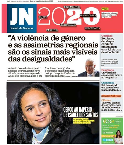 Capa Jornal De Notícias 1 Janeiro 2020 Capasjornaispt